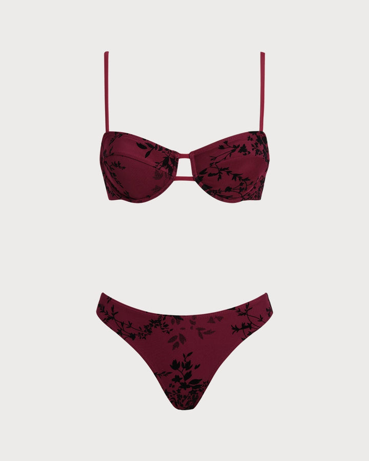 Clara & Sophia | Floral Underwire Bikini Set for Women in Red