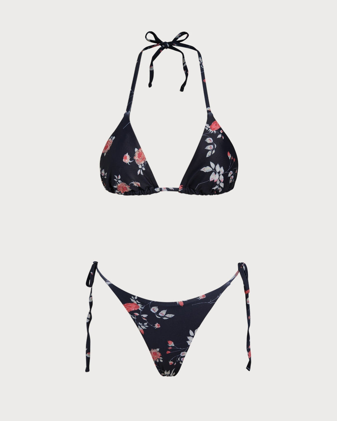 Clara & Sophia | Floral Triangle Bikini Set for Women in Black