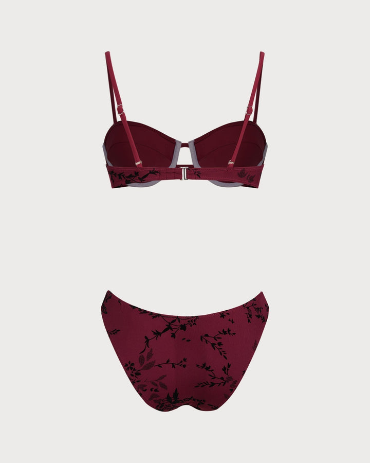 Clara & Sophia | Floral Underwire Bikini Set for Women in Red