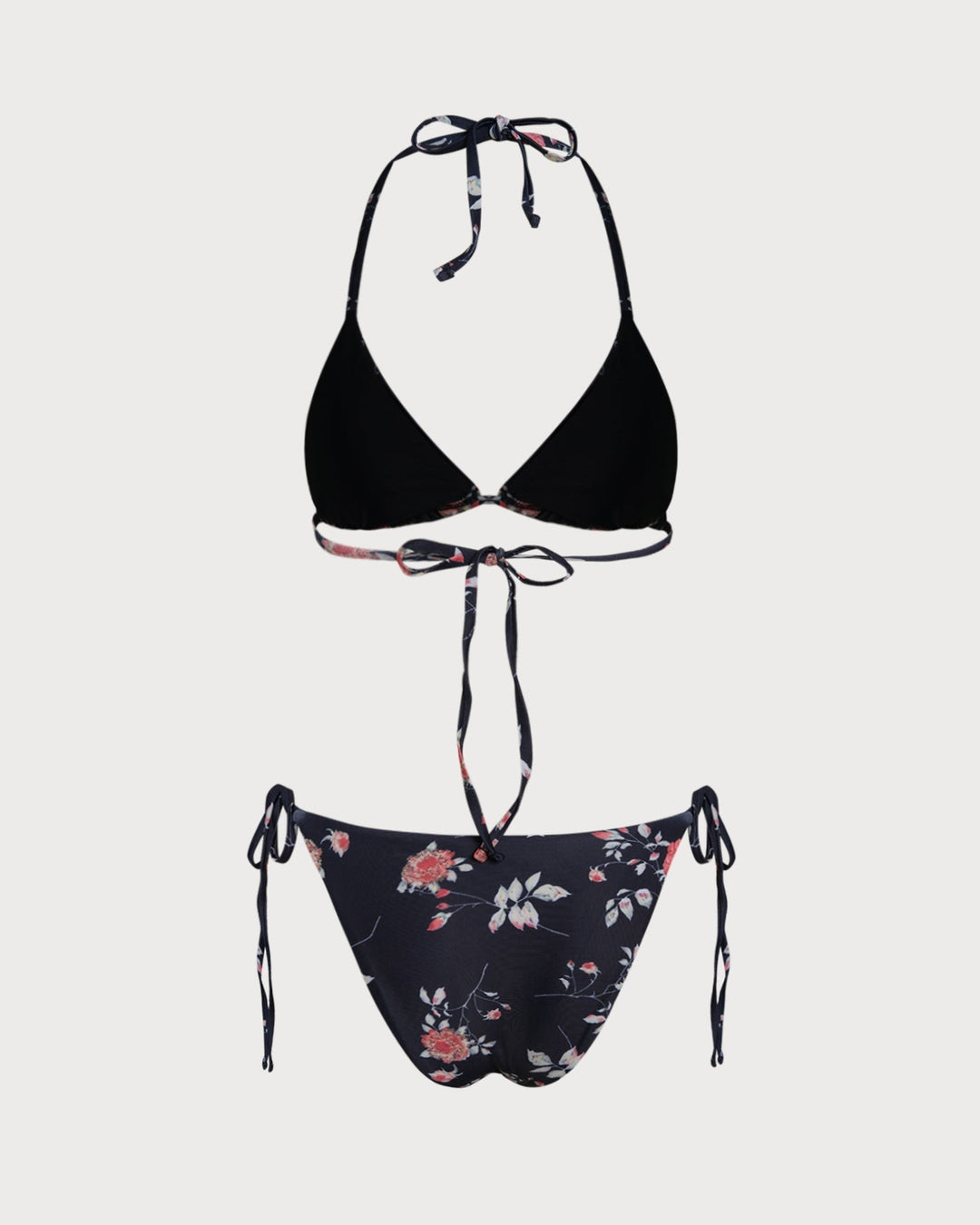 Clara & Sophia | Floral Triangle Bikini Set for Women in Black