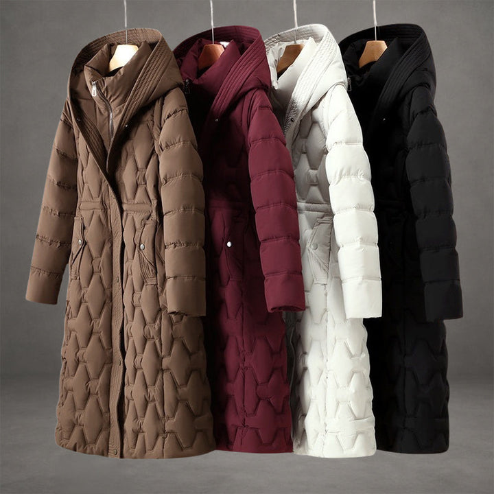 Hooded Winter Coat in a Longline Cut with Zip Front