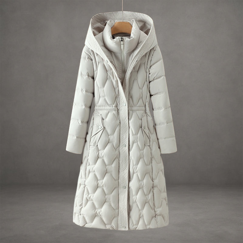 Longline Hooded Puffer Coat with Down Filling