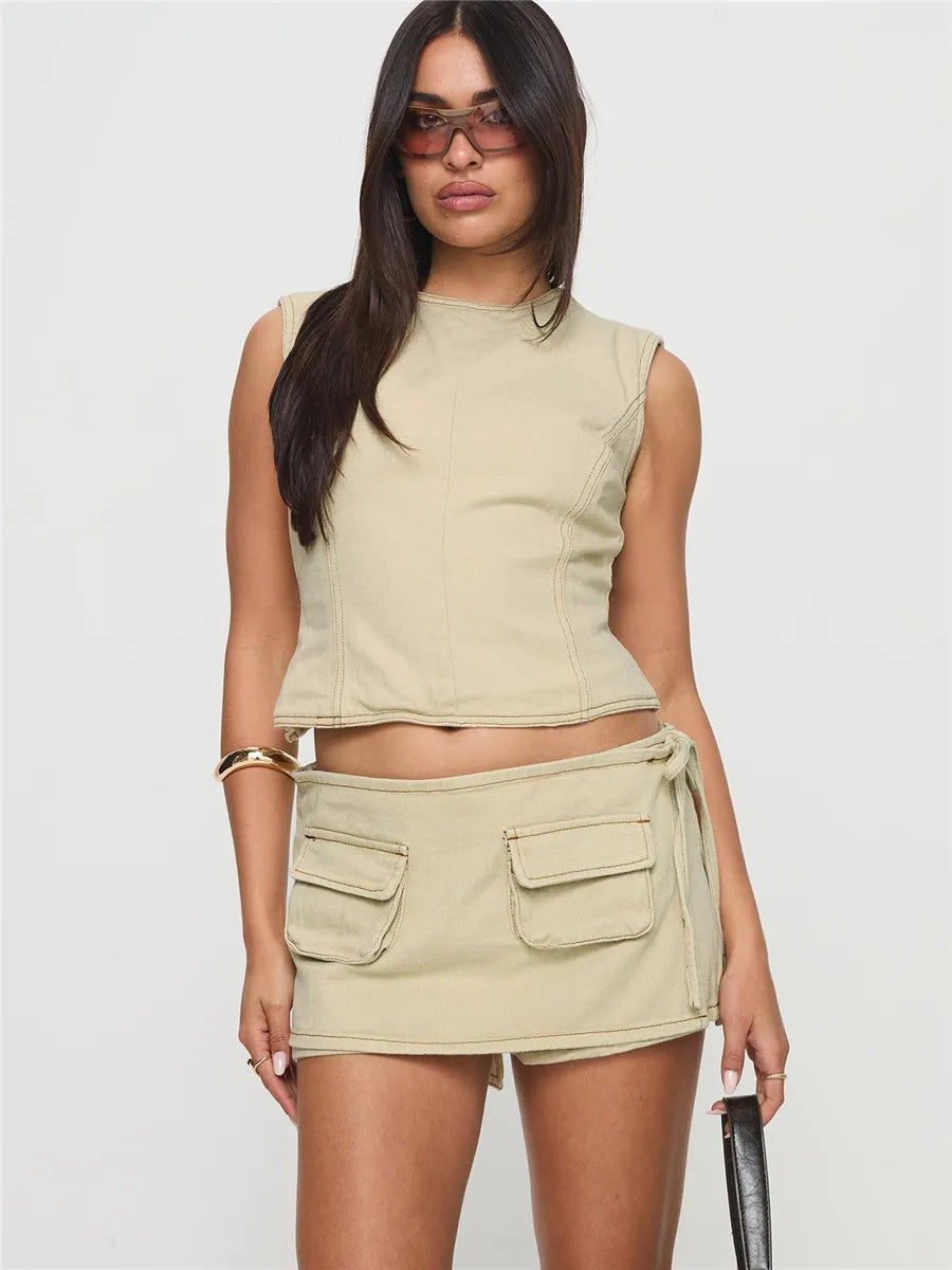 Clara & Sophia | Pocketed Mini A-Line Skirt