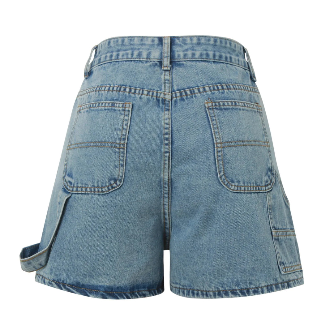 Clara & Sophia | Indigo High-Waist Cotton Denim Shorts