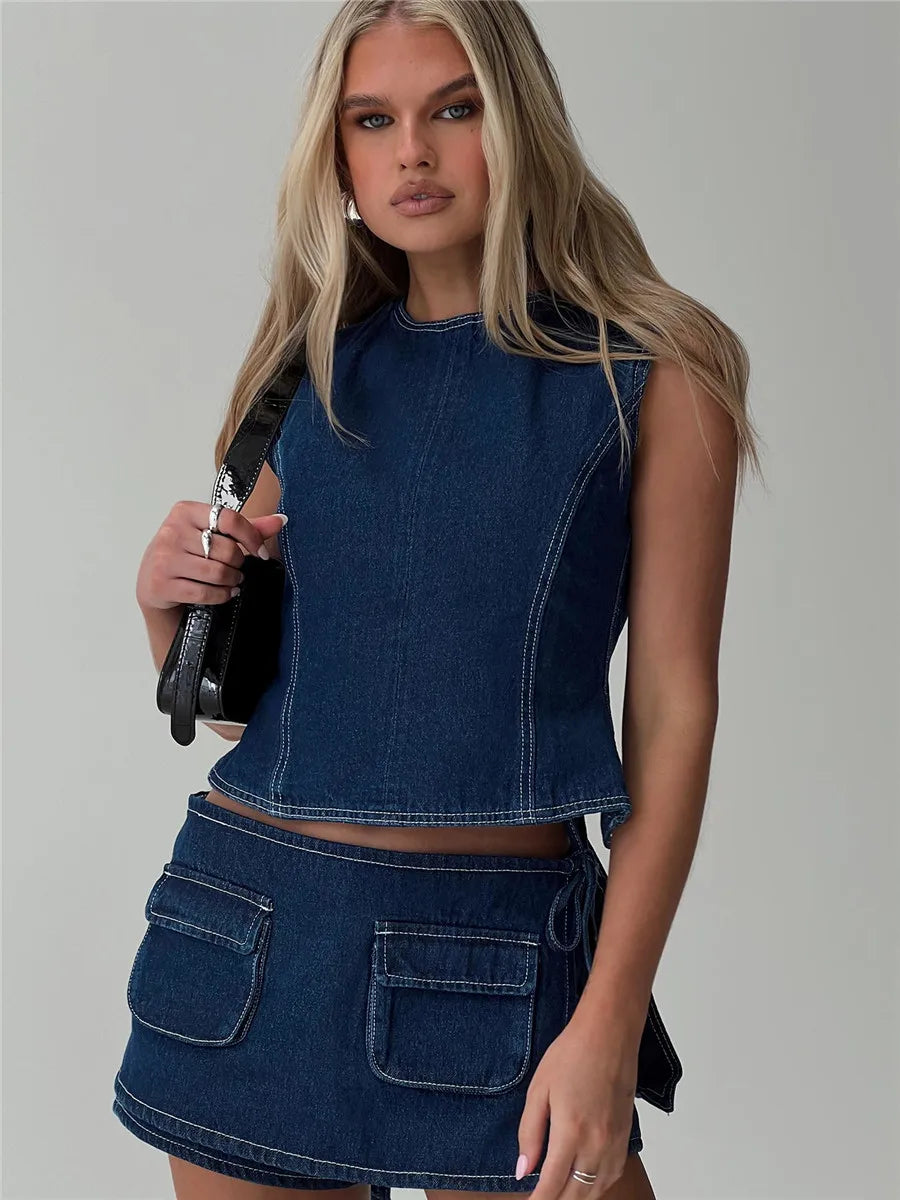 Clara & Sophia | Pocketed Mini A-Line Skirt