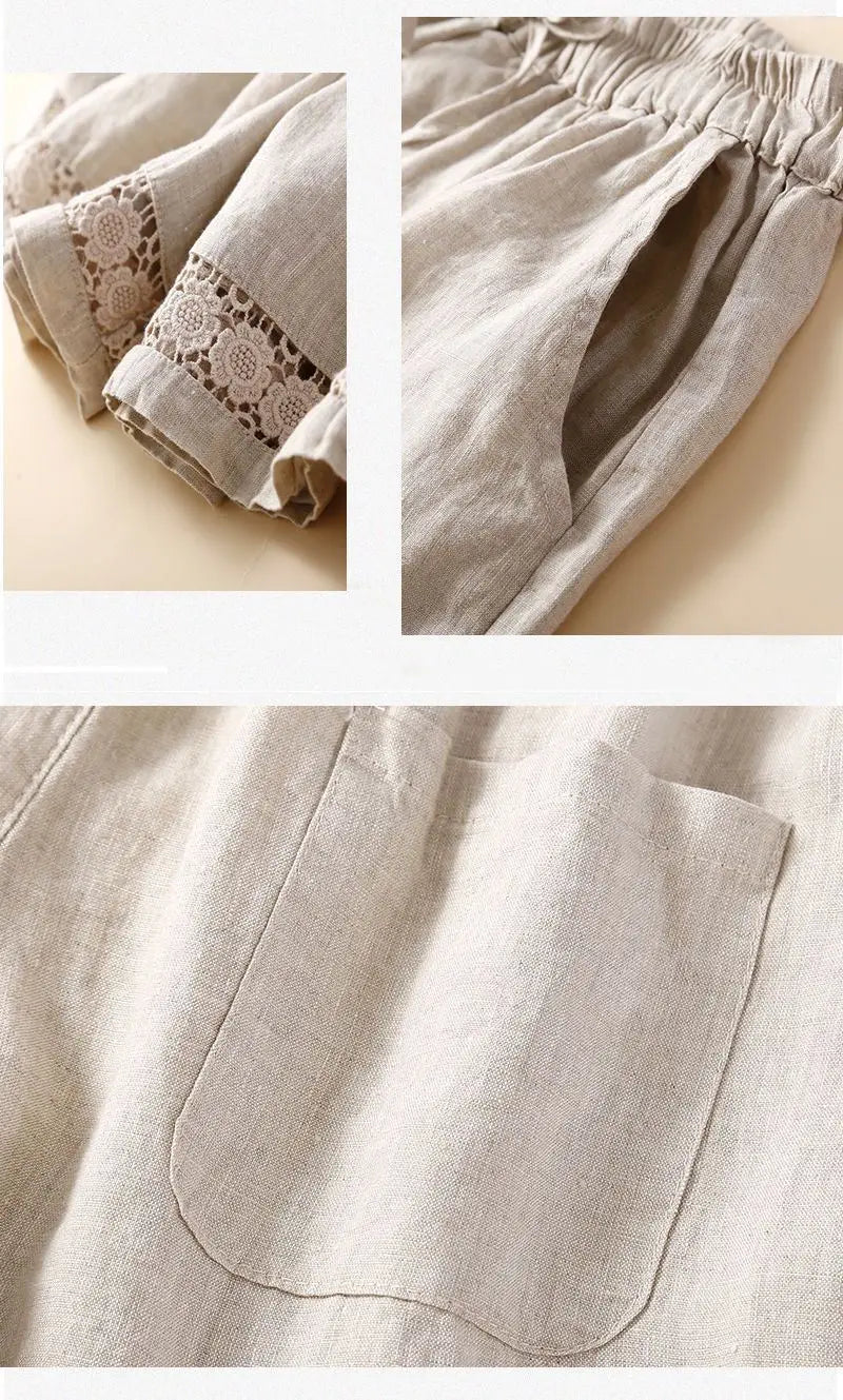 Clara & Sophia | Embroidered Linen Shorts