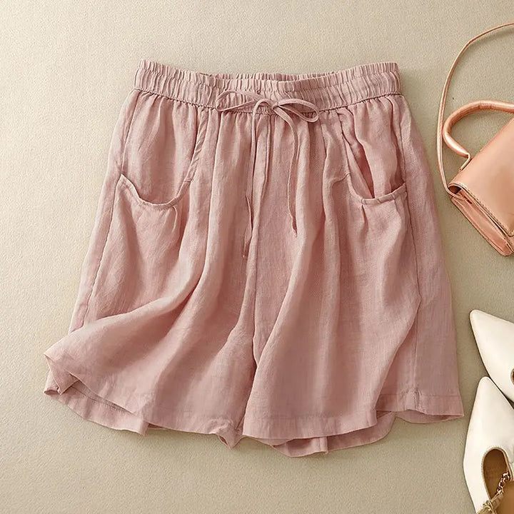 Clara & Sophia | Relaxed Fit Drawstring Waist Cotton-Blend Shorts