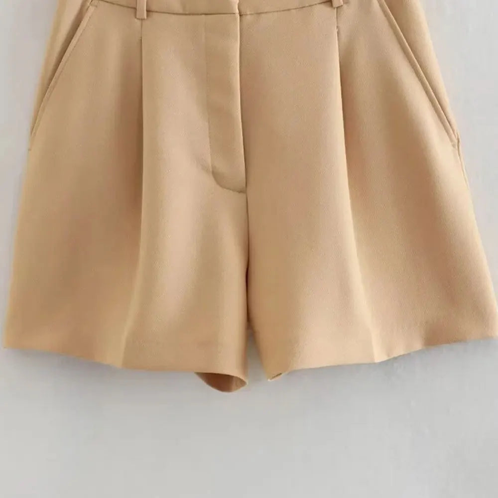Clara & Sophia | Sand Relaxed Fit Drawstring Cotton-Blend Shorts