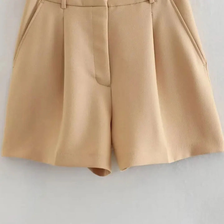 Clara & Sophia | Sand Relaxed Fit Drawstring Cotton-Blend Shorts