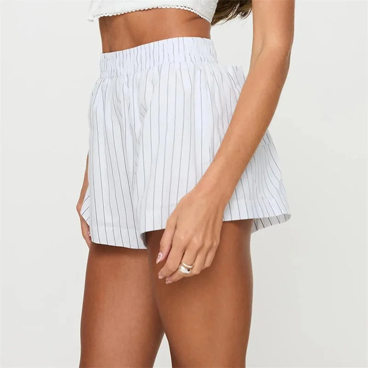 Clara & Sophia | High-Waist Linen-Blend Shorts