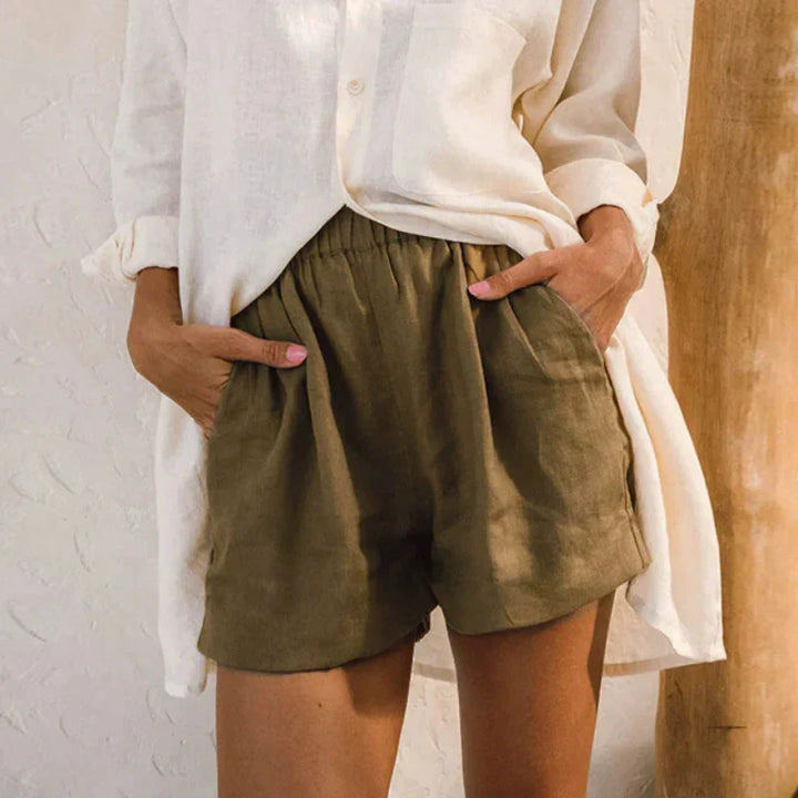 Clara & Sophia | Relaxed Fit Drawstring Linen Shorts