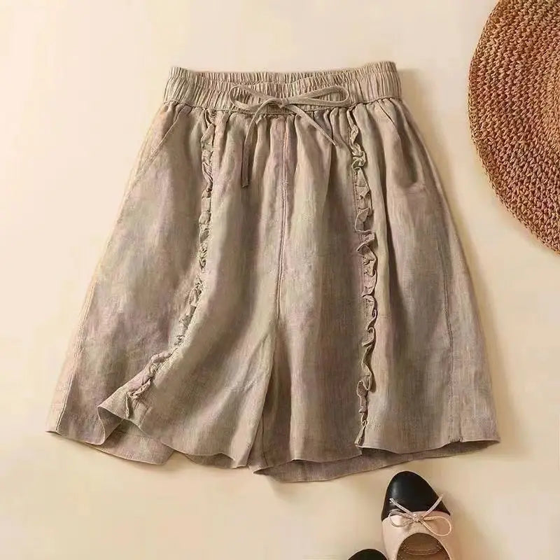 Clara & Sophia | Ruffled Hem Linen Shorts