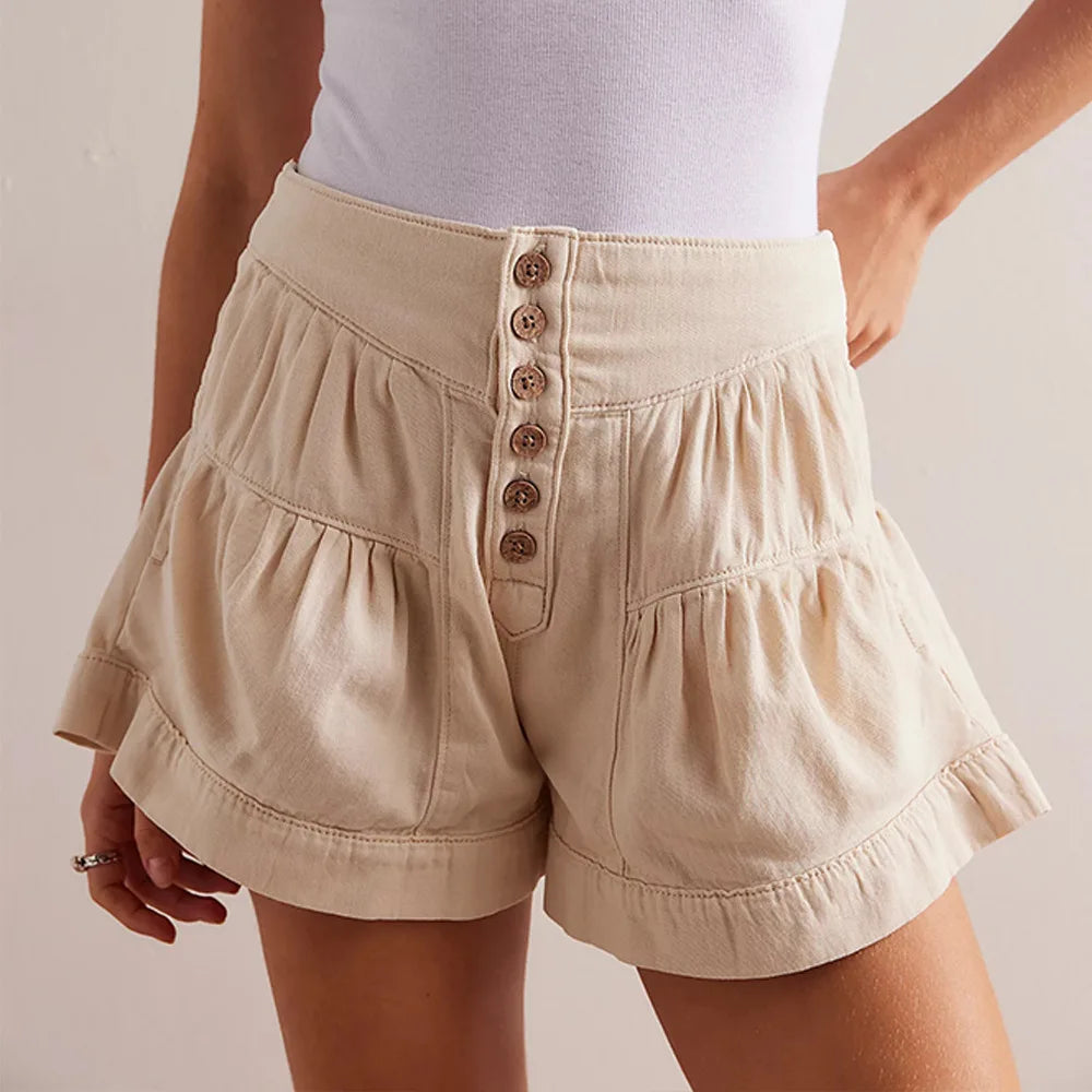 Clara & Sophia | Navy High-Waist Tailored Cotton-Twill Shorts
