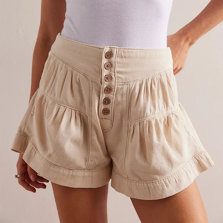 Clara & Sophia | Navy High-Waist Tailored Cotton-Twill Shorts