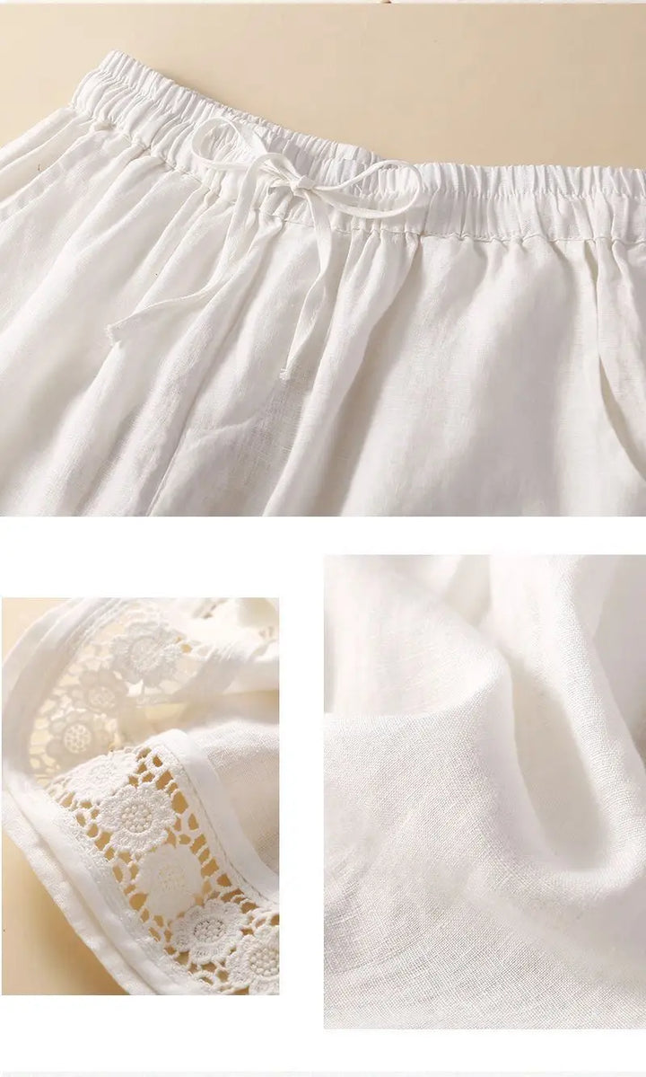Clara & Sophia | Embroidered Linen Shorts