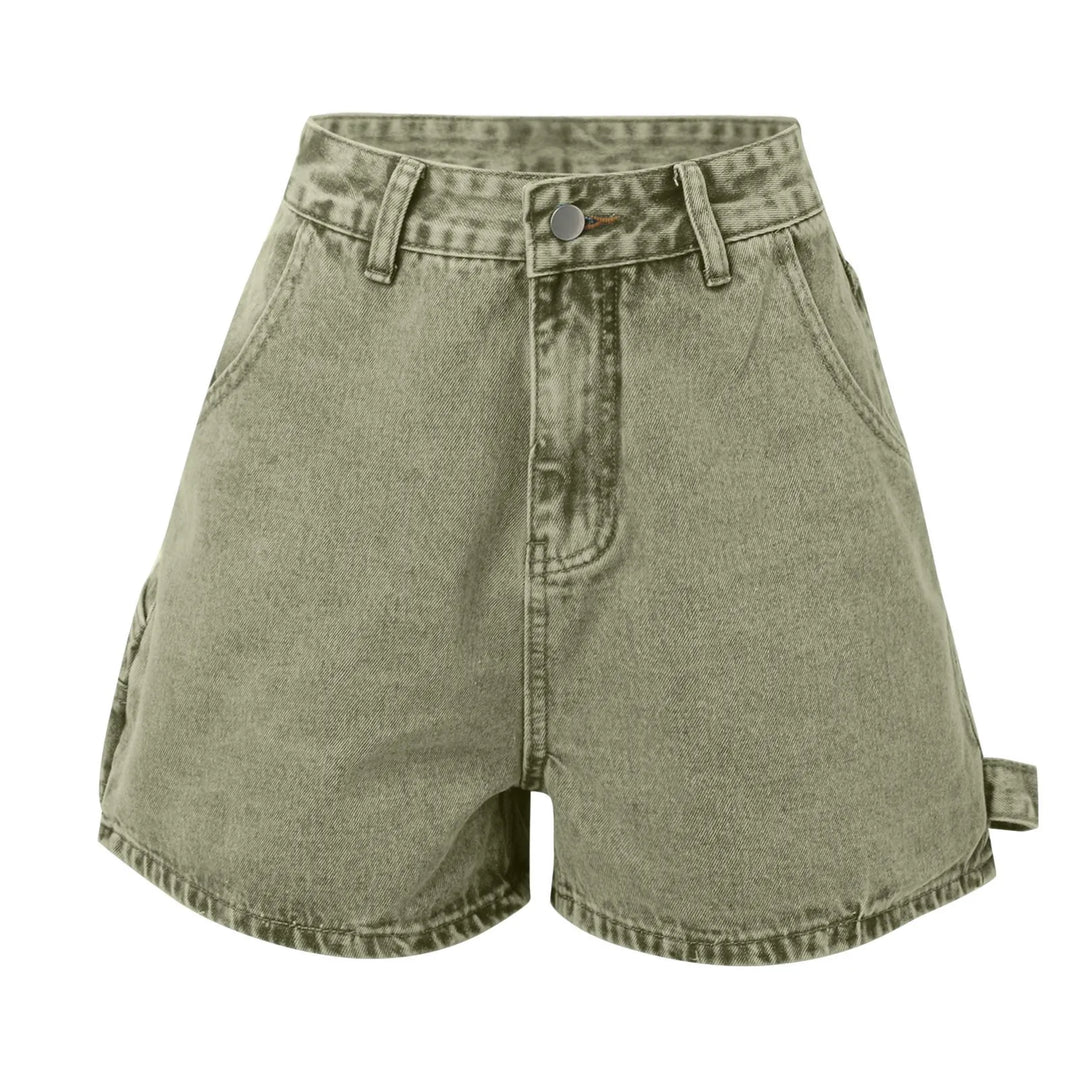 Clara & Sophia | Indigo High-Waist Cotton Denim Shorts