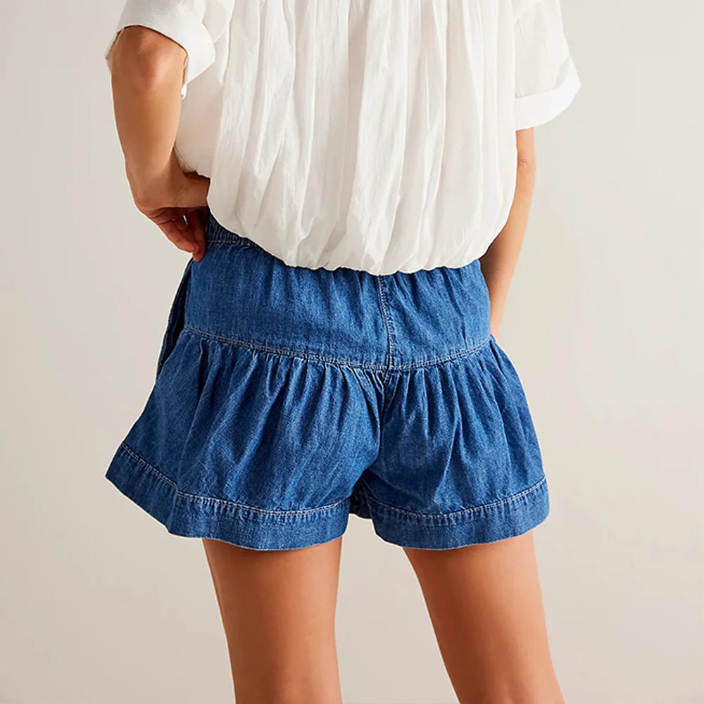 Clara & Sophia | Navy High-Waist Tailored Cotton-Twill Shorts