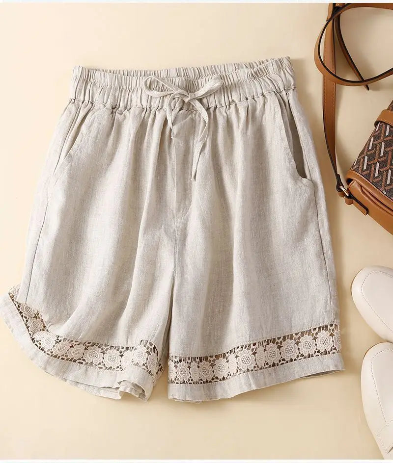 Clara & Sophia | Embroidered Linen Shorts