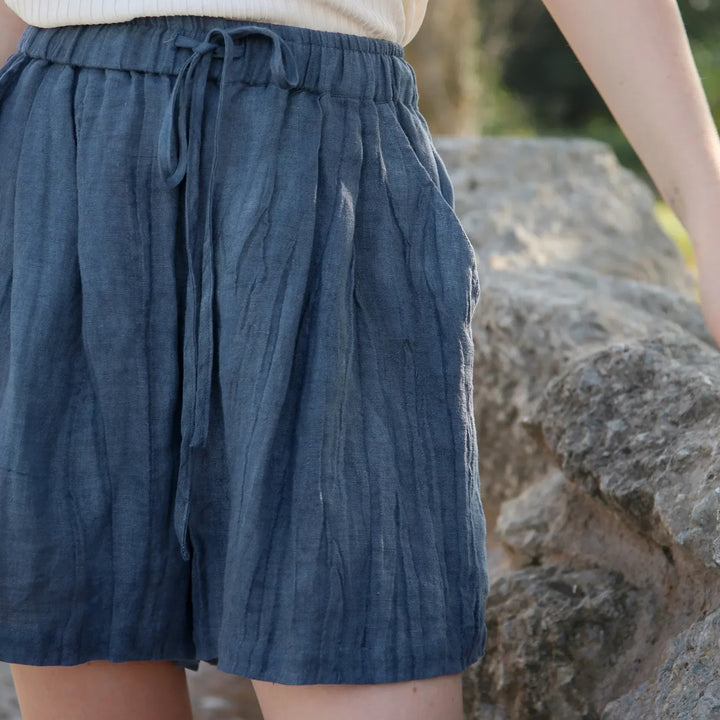 Clara & Sophia | Natural High-Waist Relaxed Fit Linen Shorts