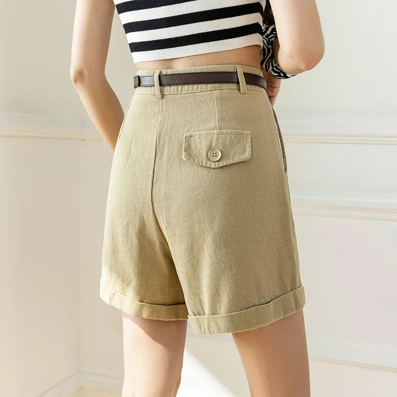 Clara & Sophia | Khaki Relaxed-Fit Drawstring Cotton Shorts