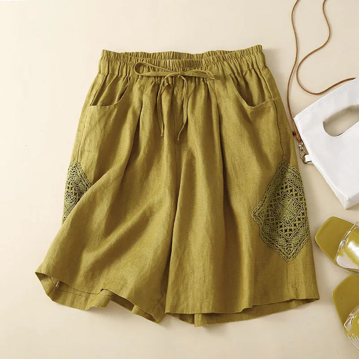 Clara & Sophia | Ruffled Hem Linen Shorts