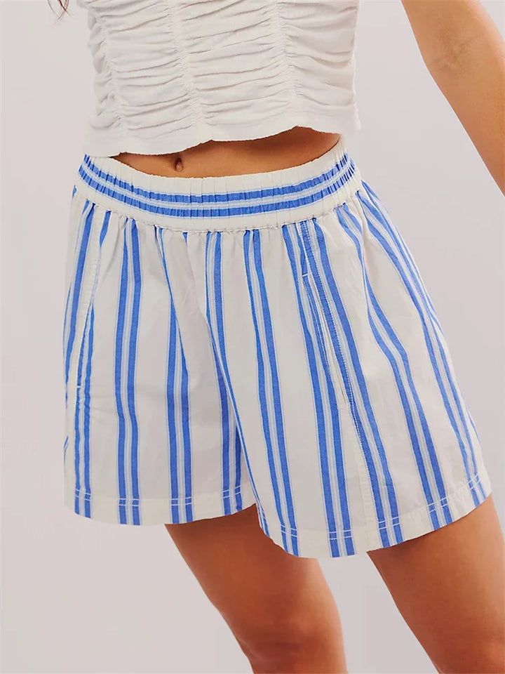 Clara & Sophia | Sand High-Waist Drawstring Linen Shorts