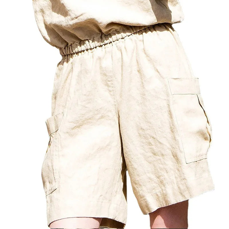Clara & Sophia | Relaxed-Fit Cargo Linen Shorts