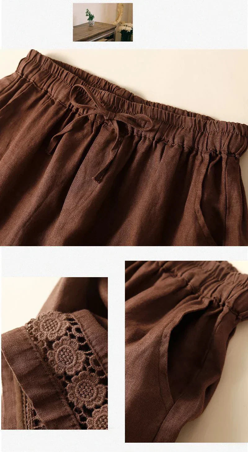 Clara & Sophia | Embroidered Linen Shorts