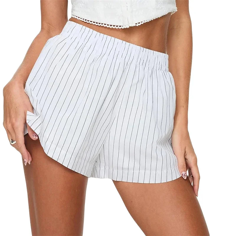 Clara & Sophia | High-Waist Linen-Blend Shorts