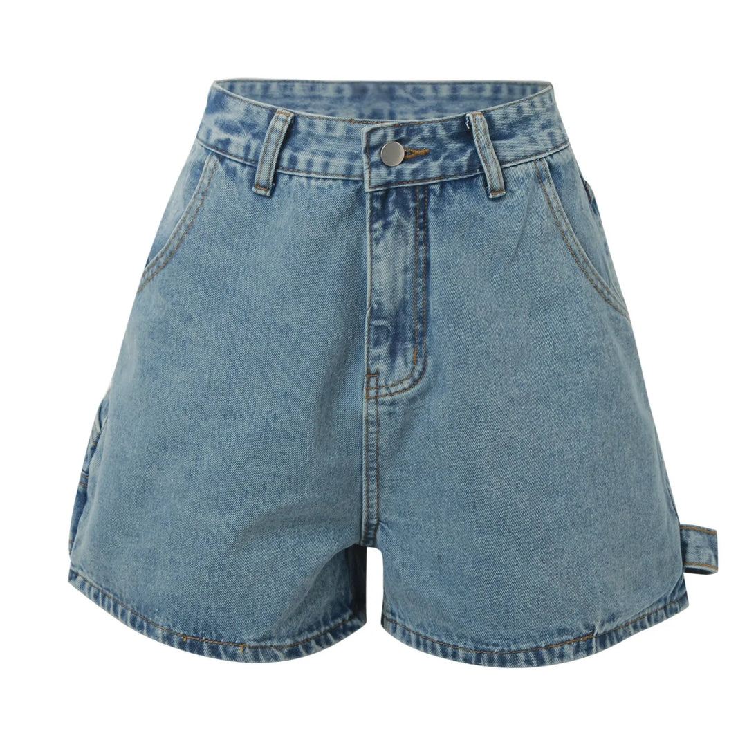 Clara & Sophia | Indigo High-Waist Cotton Denim Shorts