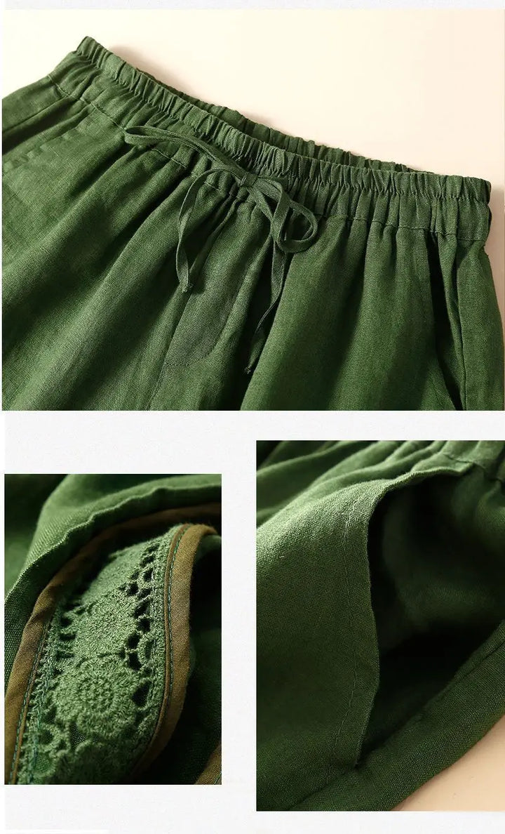Clara & Sophia | Embroidered Linen Shorts