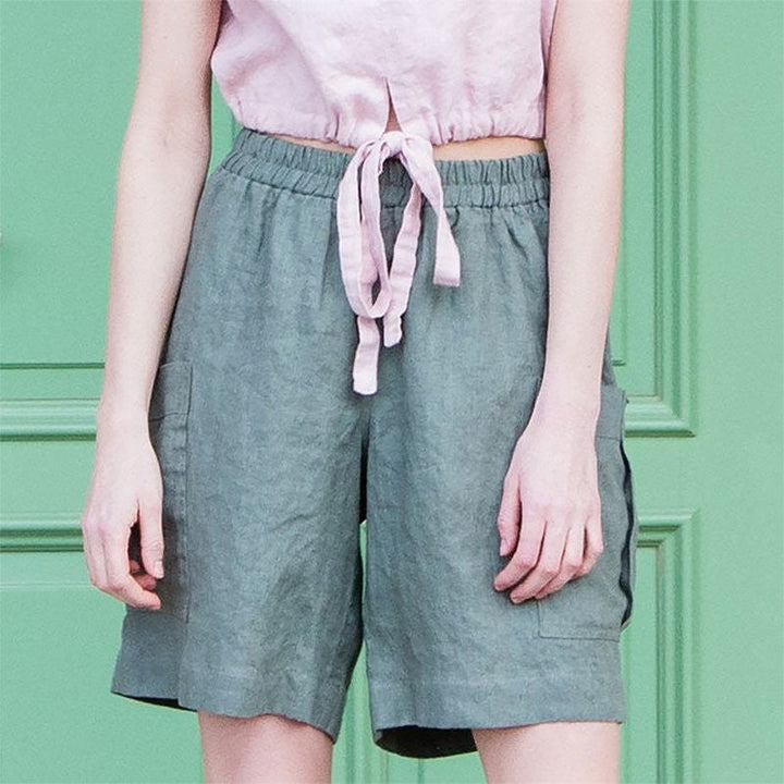 Clara & Sophia | Relaxed-Fit Cargo Linen Shorts