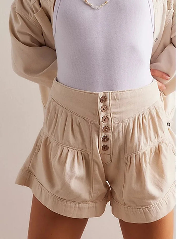 Clara & Sophia | Navy High-Waist Tailored Cotton-Twill Shorts