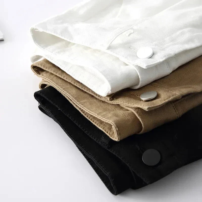 Clara & Sophia | Stone High-Waist Relaxed-Fit Cotton Bermuda Shorts