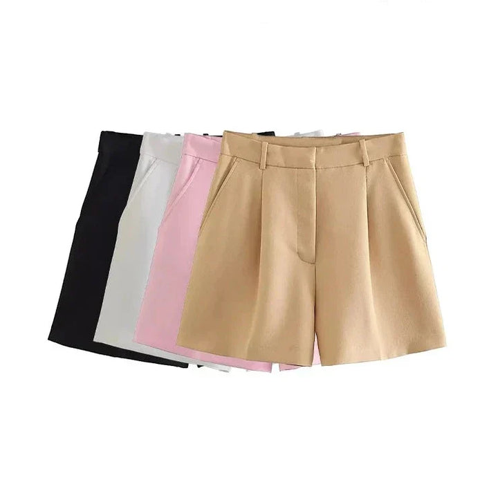 Clara & Sophia | Sand Relaxed Fit Drawstring Cotton-Blend Shorts