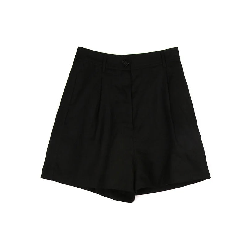 Clara & Sophia | Stone Tailored High-Waist Linen Shorts