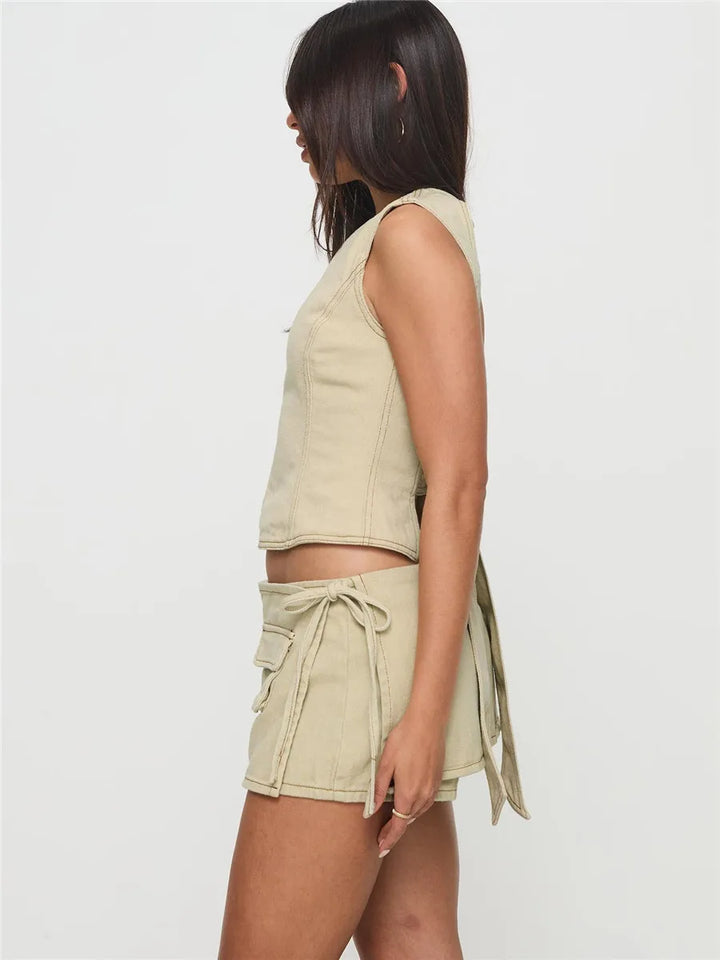 Clara & Sophia | Pocketed Mini A-Line Skirt