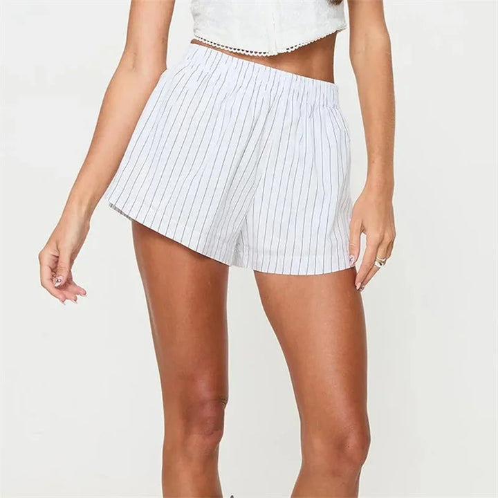 Clara & Sophia | High-Waist Linen-Blend Shorts