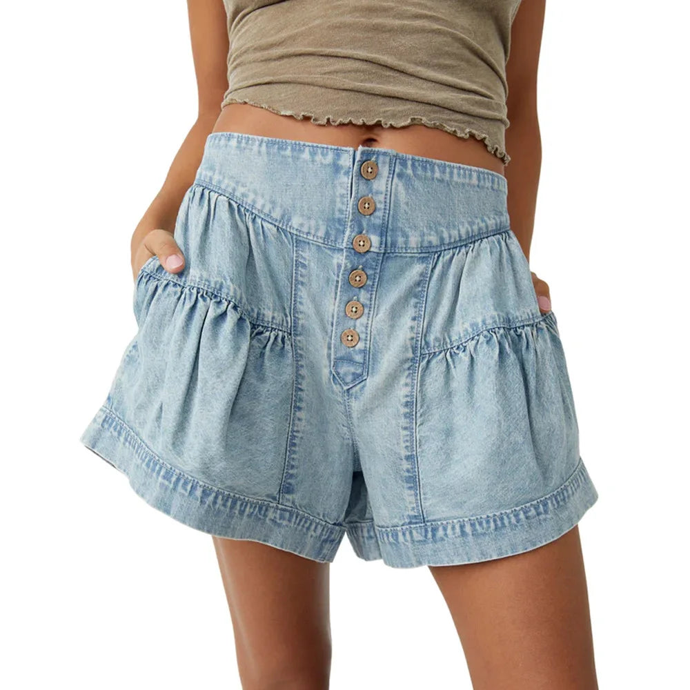 Clara & Sophia | Navy High-Waist Tailored Cotton-Twill Shorts