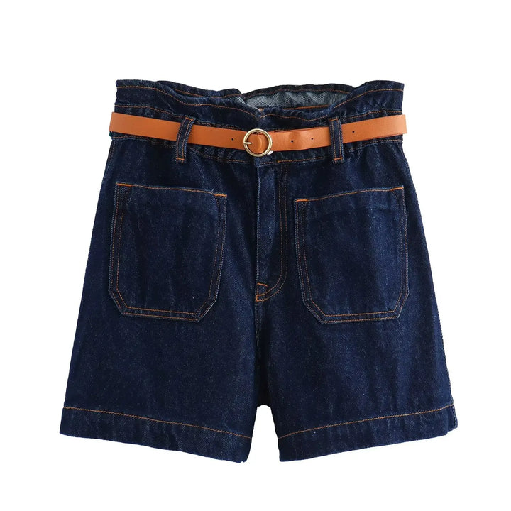 Clara & Sophia | Light Wash High-Waist Frayed-Hem Denim Shorts