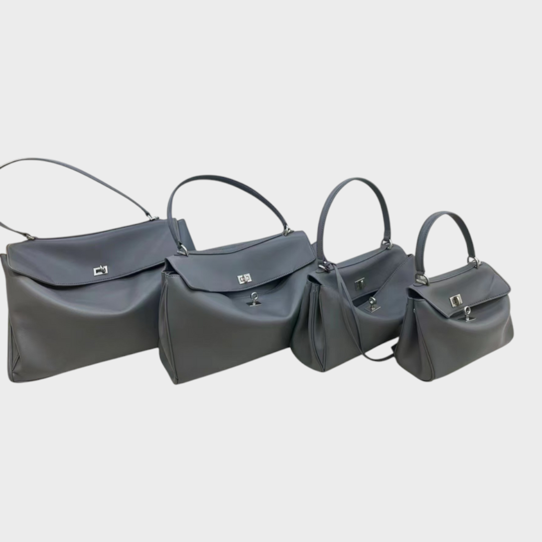 Soft Leather Handbag with Top Handle and Shoulder Strap