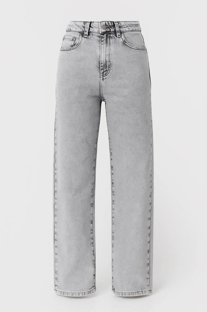 Effortless Gray Wide Leg Jeans for Women with High Waisted Button Fly Relaxed Casual Style