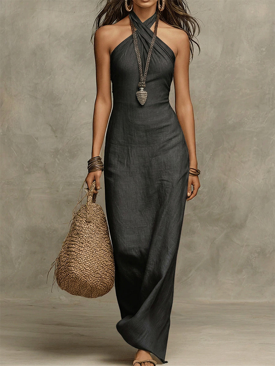Sleeveless Maxi Dress with Side Pockets