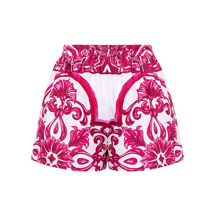 Ruffle Classic Majolica Series Pattern Print Bikini Swimsuit and Skirt or Shorts