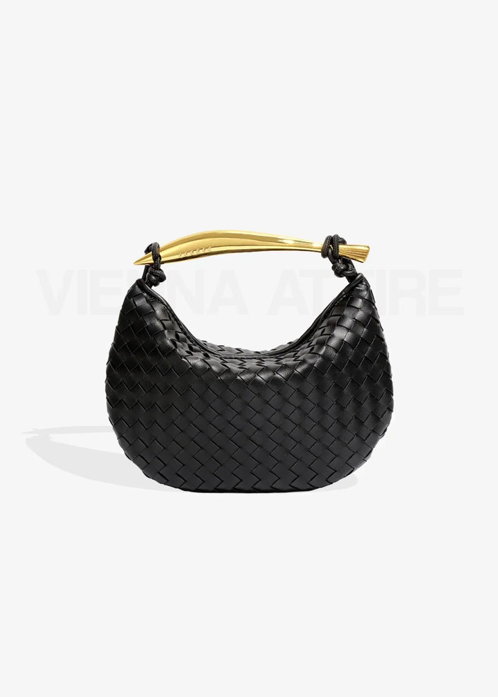 Alexandra – Woven Pattern Bag with Gold Handle