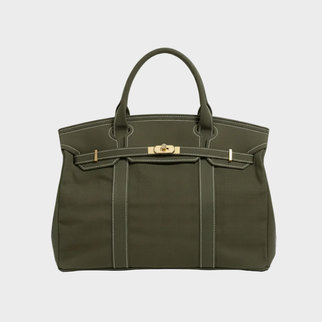 Large Capacity Canvas Bag with Top Hardware Closure