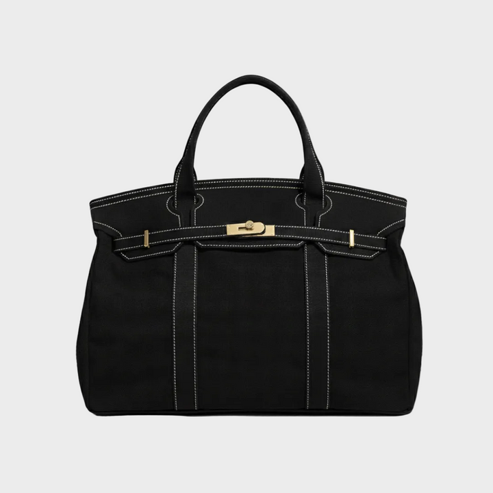 Large Capacity Canvas Bag with Top Hardware Closure