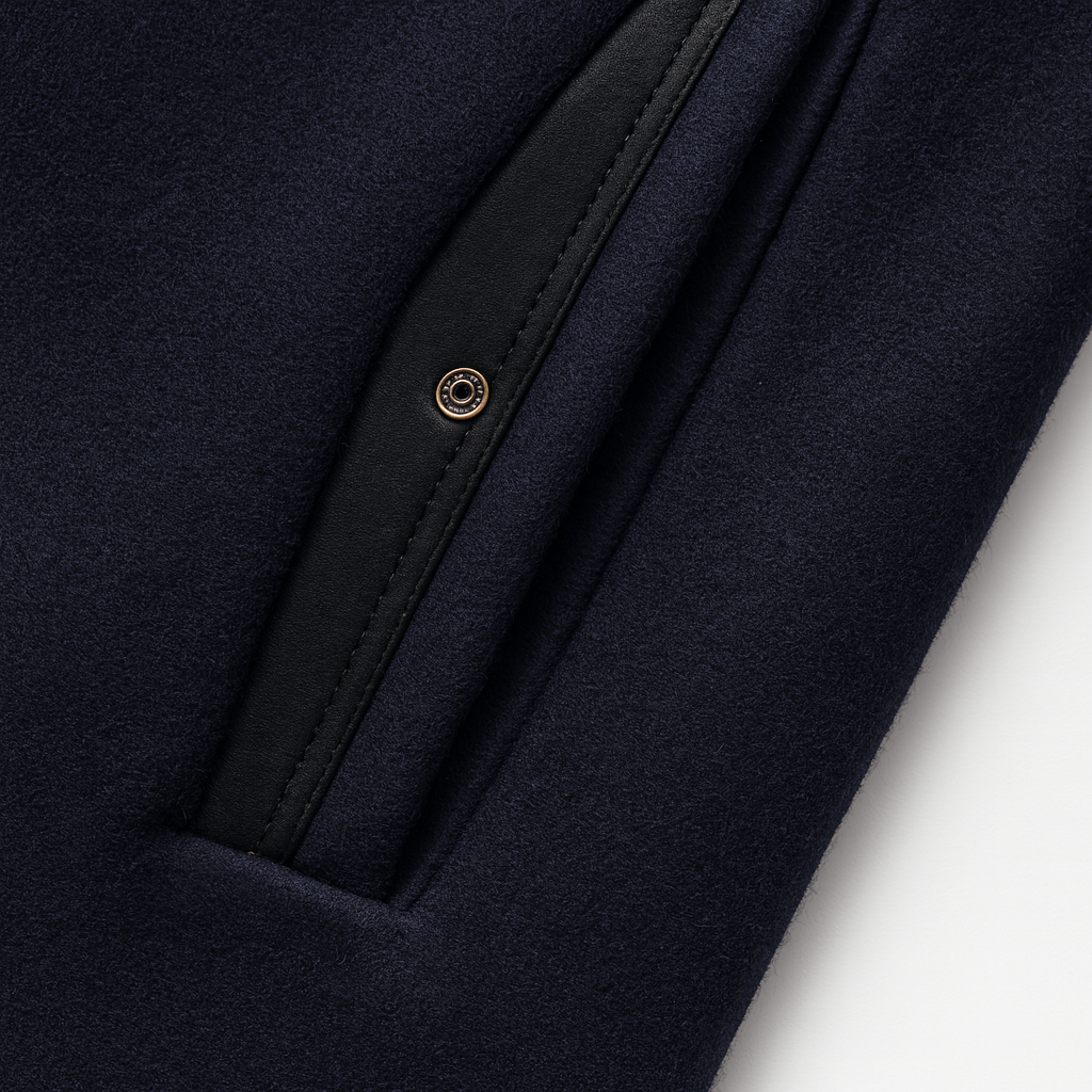 Wool Blend Overcoat with Notch Lapel Collar
