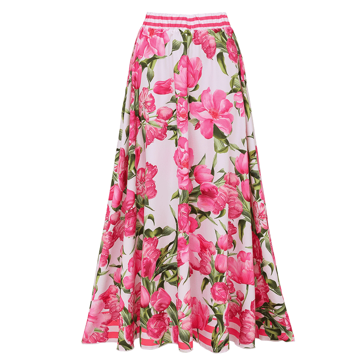Ruched Off Shoulder Flower Print One Piece Swimsuit and Skirt