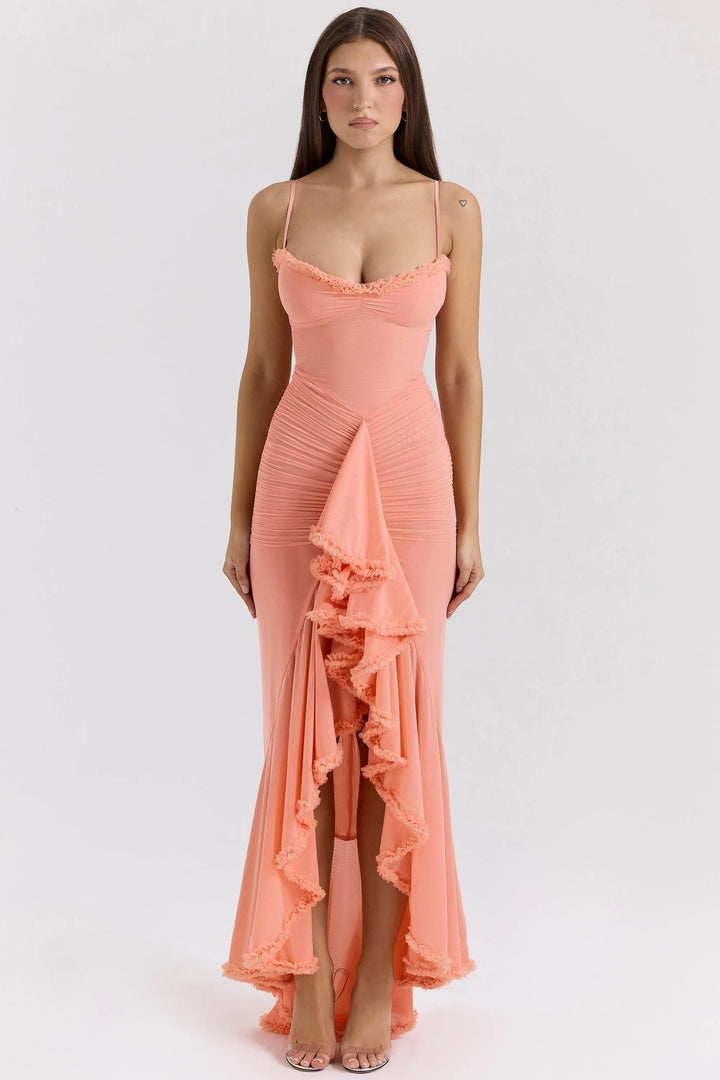 Lydia Waterfall Ruffle Gown